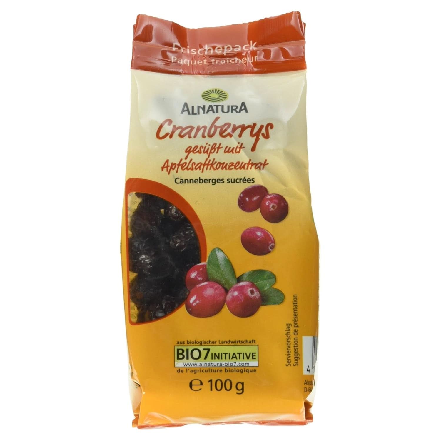 Canneberges biologiques, 100 grammes de produits déshydratés Naty Shop