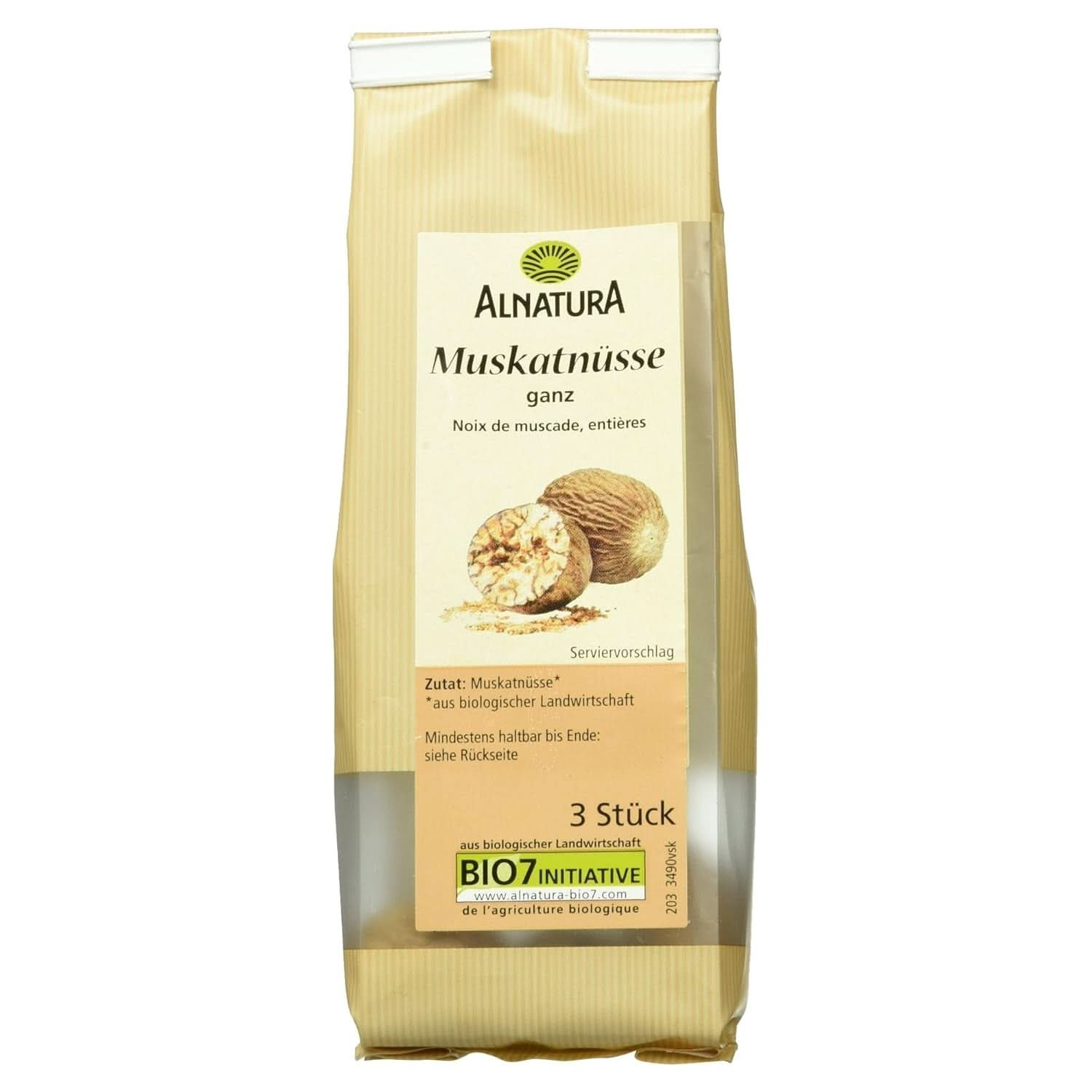 Noix de Muscade Entière Bio 3 Pièces Épices Naty Shop