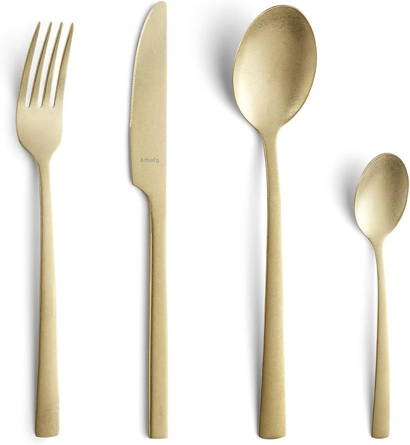 Amefa MANILLE Ménagère 16 Pièces, Revêtement PVD, Inox, Lame Acier 13/0, Inox 18/0 Naty Shop