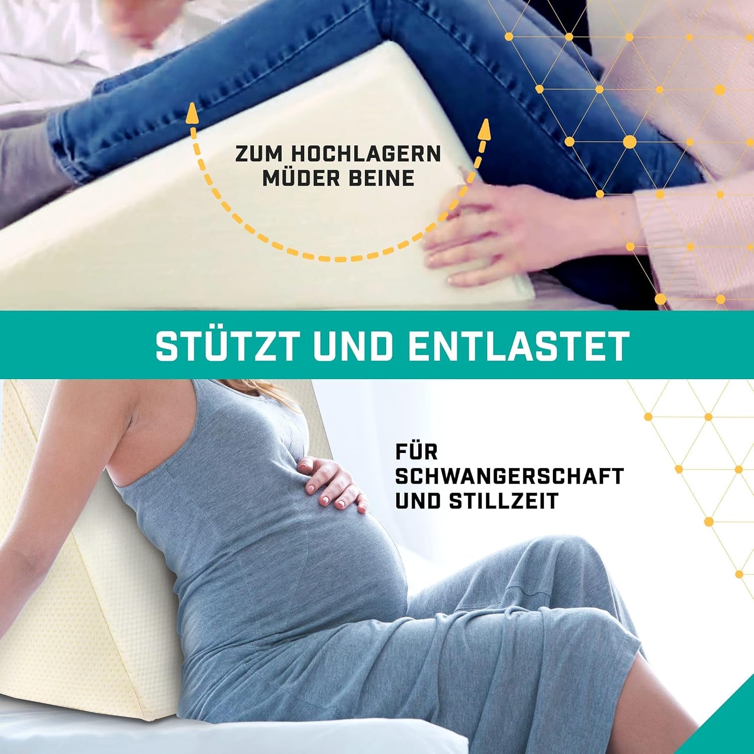 Oreiller compensé pour lit et canapé - Idéal comme oreiller de lecture, pour le dos du lit ou pour surélever les jambes - Mousse indéformable - Housse lavable