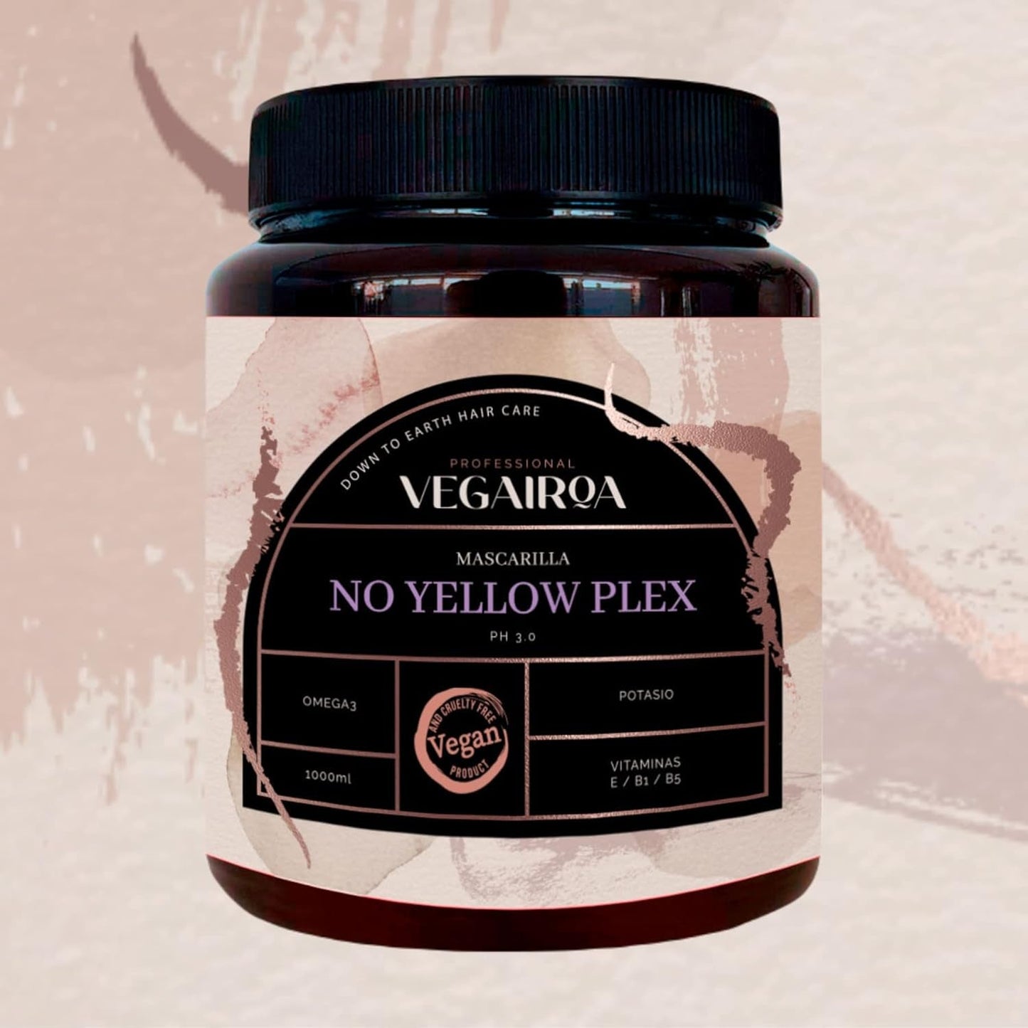 VEGAIROA - No Yellow Plex Mask - Masque neutralisant pour tons jaunes et oranges - Soin hydratant - Pigment violet - Produit capillaire professionnel vegan - Masque capillaire Naty Shop 1000 g