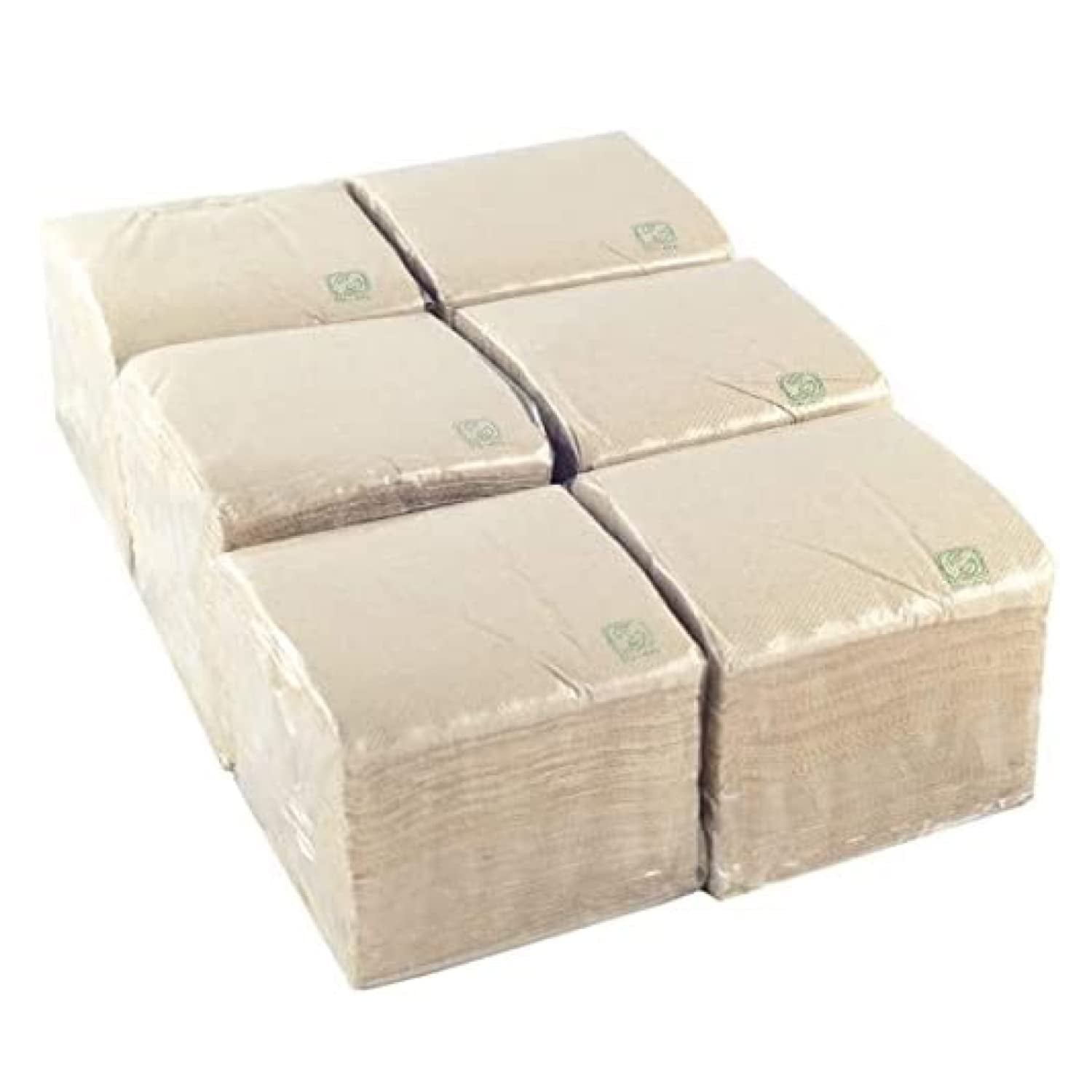 - 600 pièces de serviettes à cocktail de marque Bio-Eco - Couleur Naturelle - 100% Recyclables - Micropointe - 10 X 10 Cm (Pliée) Et 20 X 20 Cm (Dépliée)