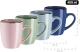 MÄSER 931870 Cadre en métal, Service de table moderne pour 4 personnes avec cadre couleur laiton, Service combiné de 16 pièces avec formes coupées sans cadre, Multicolore, Grès, Pastel'n'Blue