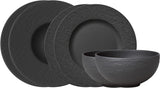 Villeroy & Boch Manufacture Rock Service de table, 6 pièces, Noir, Passe au lave-vaisselle, Passe au micro-ondes, Service de table noir mat, Vaisselle, Couverts, Porcelaine Premium