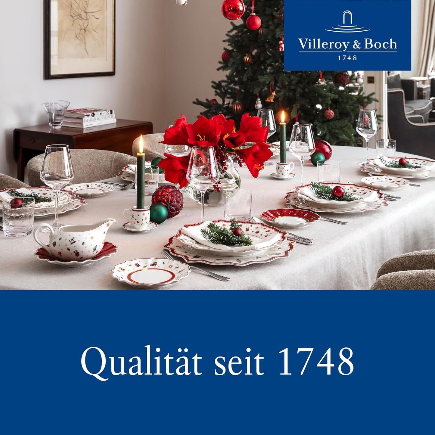 Villeroy & Boch - Toy's Delight Service de Petit-Déjeuner pour 2, Design Locomotive, 6 Pièces, Coloré, Noël, Service de Vaisselle avec Assiettes, Tasses et Bols pour Petit-Déjeuner, Vaisselle de Noël, Porcelaine Premium