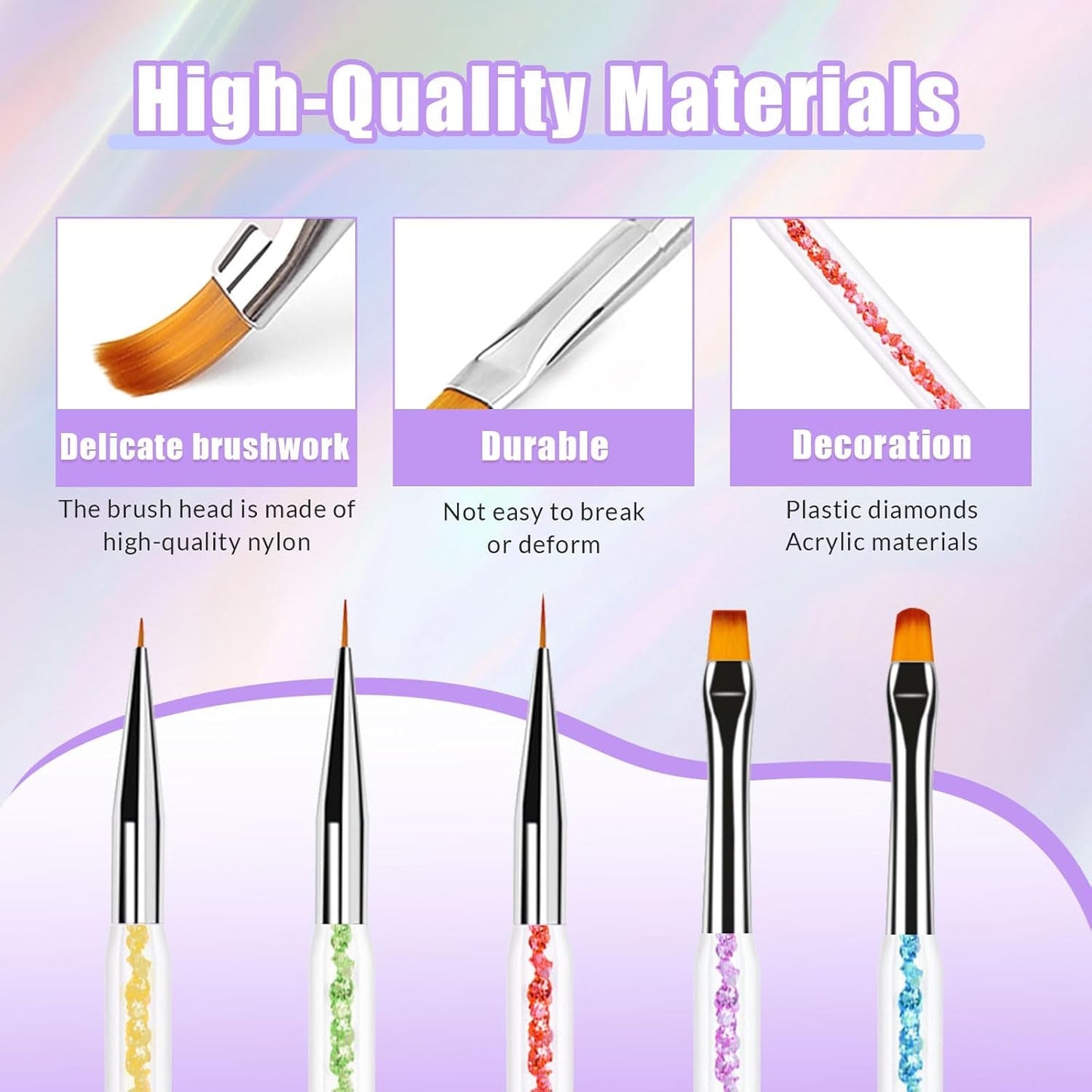 Sularpek 6 pcs Nagel Pinsel, Nail Art Pinsel, Pinsel Nageldesign, Nagel Pinsel Set, Nail Art Dotting Tools avec 1 pinceau éponge applicateur, Nageldesign Zubehör pour DIY Nail Art Design
