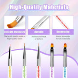 Sularpek 6 pcs Nagel Pinsel, Nail Art Pinsel, Pinsel Nageldesign, Nagel Pinsel Set, Nail Art Dotting Tools avec 1 pinceau éponge applicateur, Nageldesign Zubehör pour DIY Nail Art Design