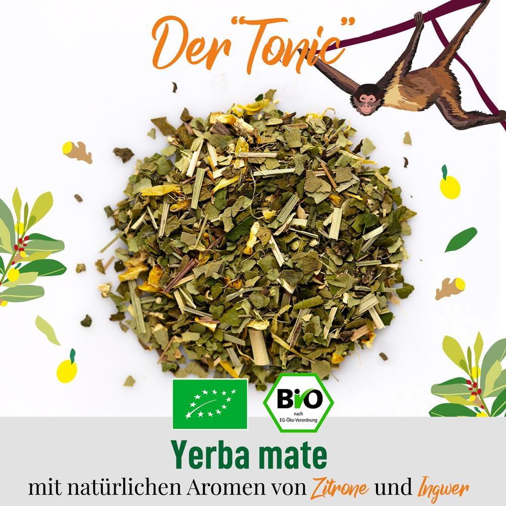 ORIGEENS BIO YERBA MATE AU CITRON ET GINGEMBRE 200 G - Le thé énergisant I Thé Yerba Mate Bio, non torréfié, feuilles, sans tiges ni poussières
