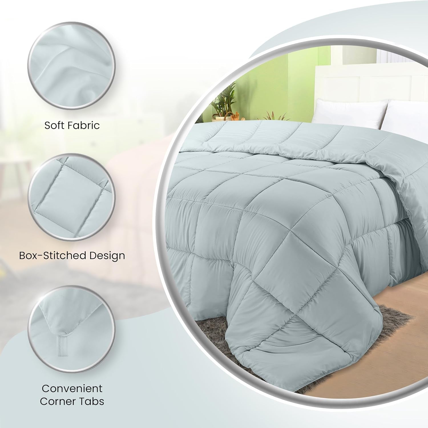 Utopia Literie Couette Toutes Saisons 250g/m² Peluche Fibre Siliconée Rembourrage Lit Double Cousu dans Une Boîte (Lit Double XL Gris Clair) Naty Shop Quilts & Quilts