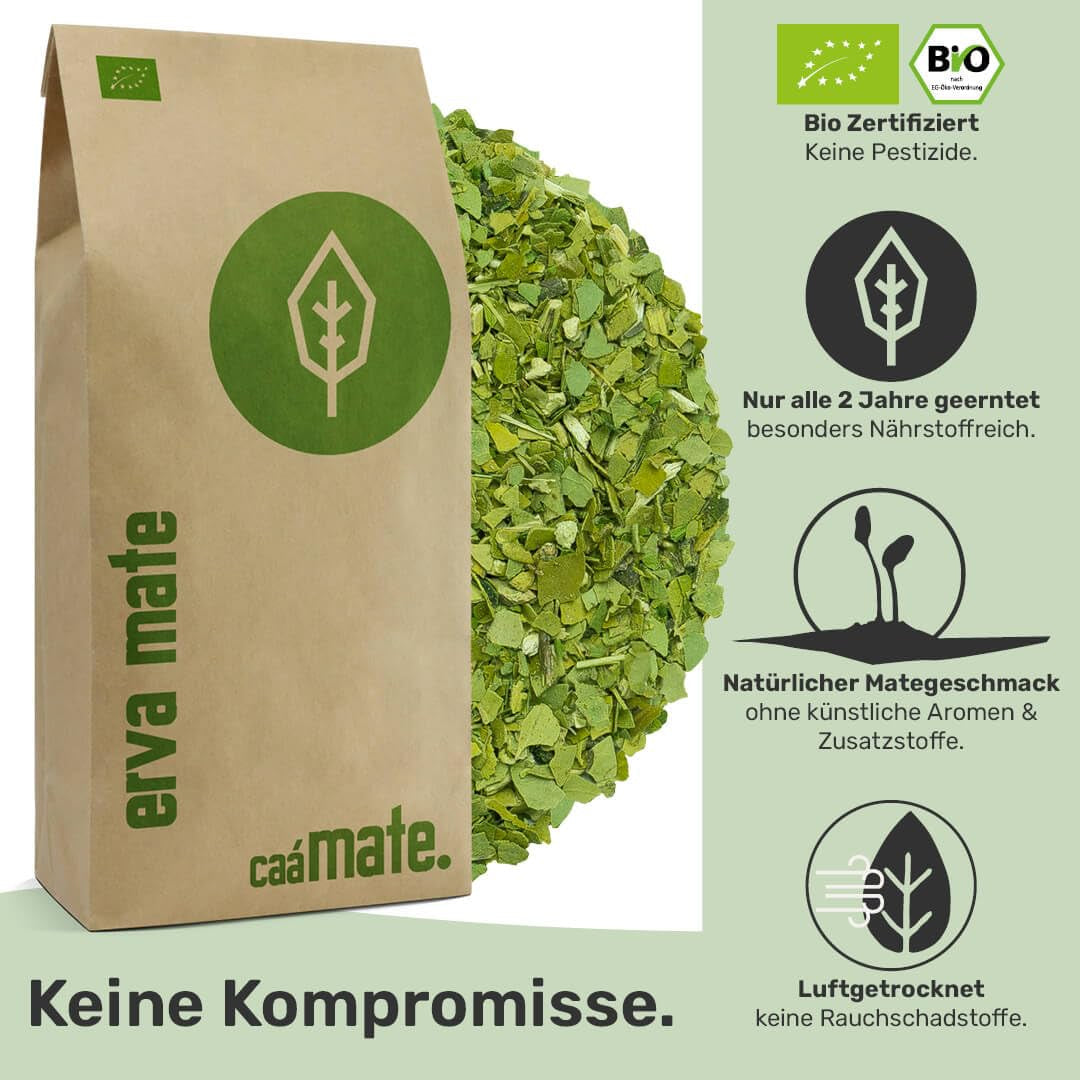 Coffret de dégustation de thé Mate ● 4 variétés de thé Mate biologique ● 100 g chacune Erva Mate + Yerba Mate + Thé vert Mate + Thé Mate torréfié