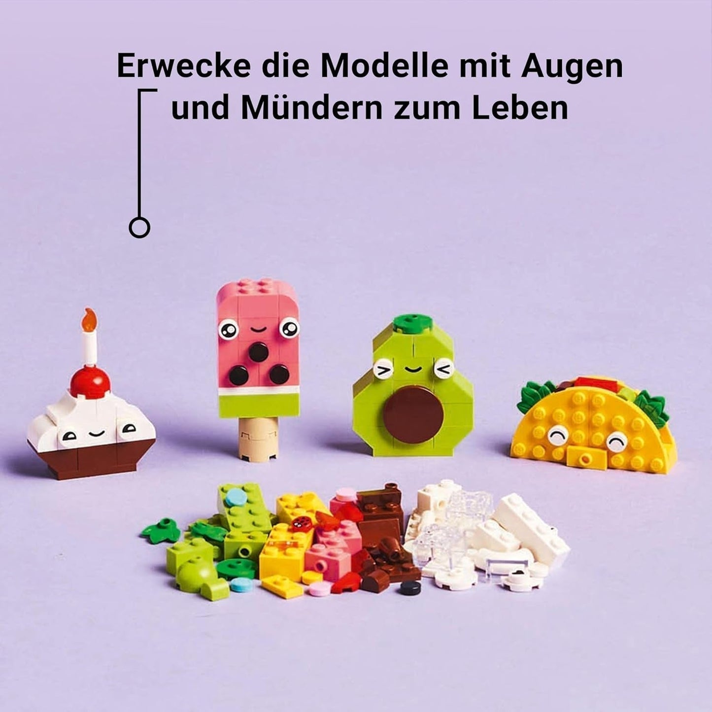 LEGO Classic Creative Snack Building Fun, Jouet alimentaire pour un jeu de rôle imaginatif, Ensemble de construction pour garçons et filles de 4 ans, Cupcake, Avocat, Popsicle et Taco 11039 Ensembles de construction Besuche den LEGO-Store