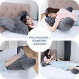INFANZIA Oreiller de lecture ergonomique avec accoudoirs, dossier en mousse à mémoire de forme, gris, M