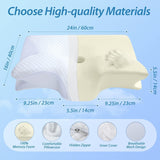 HOMCA Oreiller cervical Oreiller orthopédique 2 en 1 Oreiller en mousse à mémoire de forme Oreiller de soutien du cou Oreiller de tête ergonomique pour douleurs dorsales, latérales et abdominales 60 X 13/11 X 40 cm Naty Shop Oreillers orthopédiques cervicaux