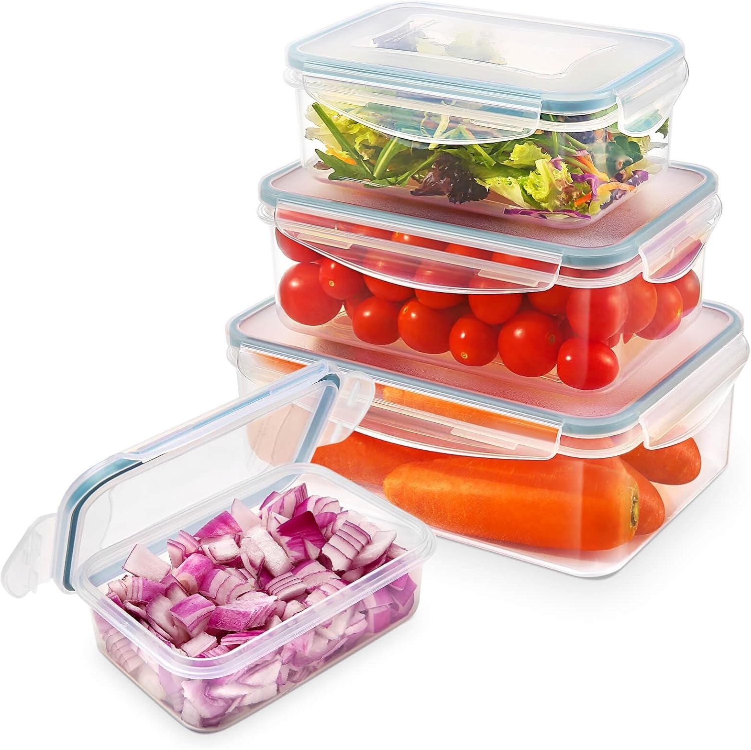 YASHE Pot de Conservation des Aliments avec Couvercle Ensemble de 12 Pots de Rangement en Plastique sans BPA 100% étanches empilables Boîtes de Rangement des Aliments Transparentes Naty Shop Mb-04-4Pcs