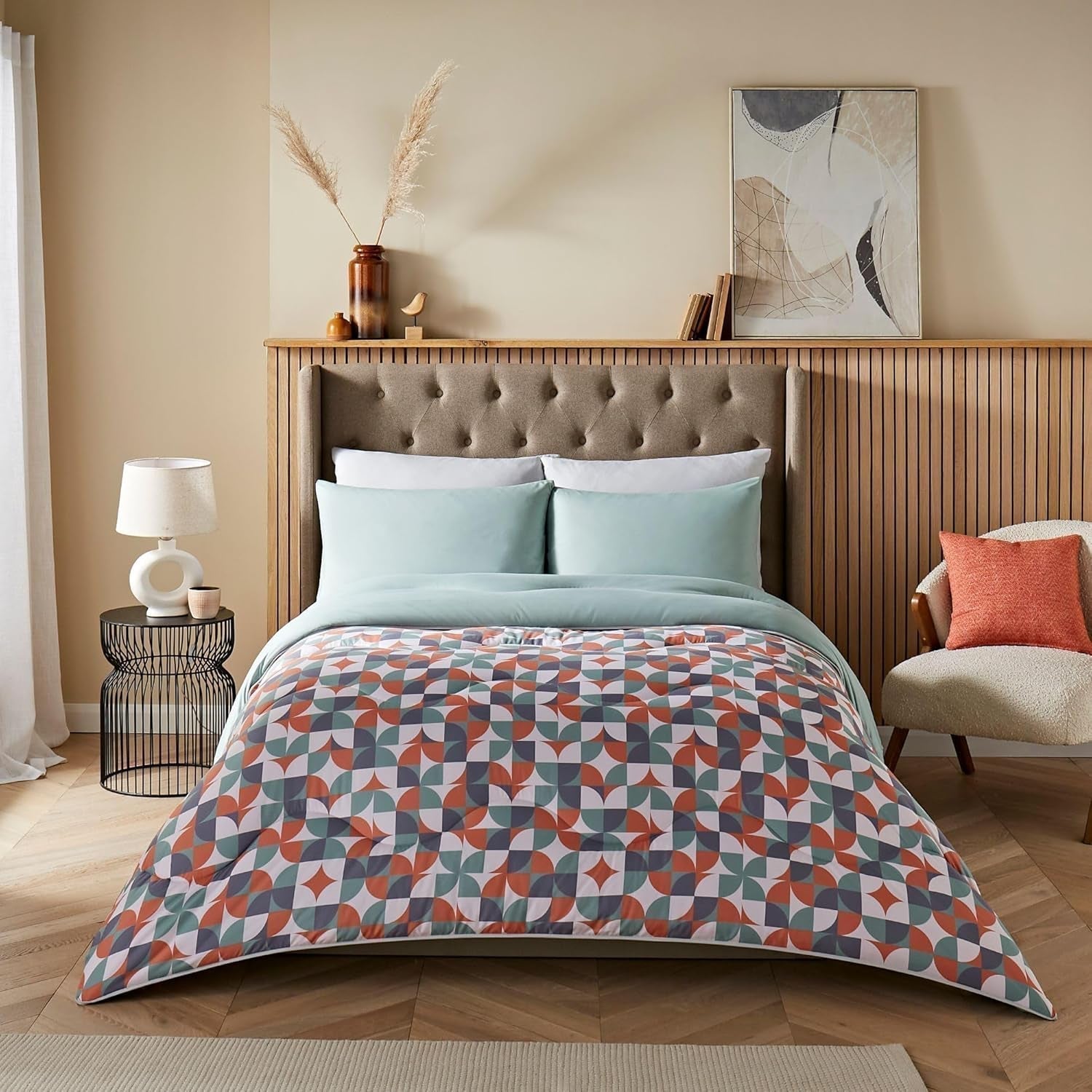 Couverture polaire Sherpa confortable Night Lark, tartan rouge classique, 9 Tog, luxueuse, moelleuse, épaisse et réversible, parfaite pour un canapé, un lit, un canapé. Hypoallergénique, lavable en machine, Taille : Lits et couettes Night Lark Scandi Gemoetric Lit double