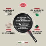 Poêle Ledro, 24 cm, aluminium, compatible induction, revêtement céramique antiadhésif, Thermopoint, Made in Italy, beige Casseroles et poêles Naty Shop