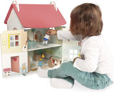 Janod - Ma première maison de poupée en bois - 10 accessoires - Meubles de poupée - Portes magnétiques et toit amovible - Jouet en bois certifié FSC - 3 ans et plus