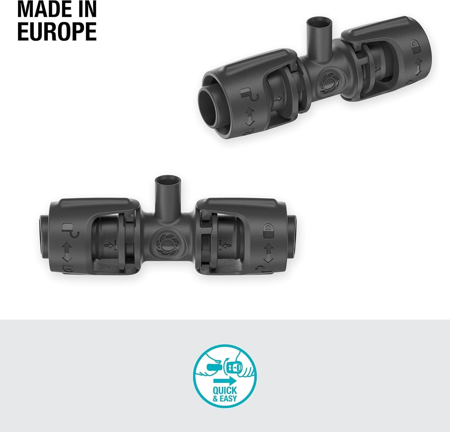 Pièce en T Gardena Micro-Drip-System pour buses de pulvérisation : Connexion entre des tuyaux de 13 mm et une buse de pulvérisation, arrosage automatique des plantes, technologie de connexion simple et rapide, réutilisable (13206-20)