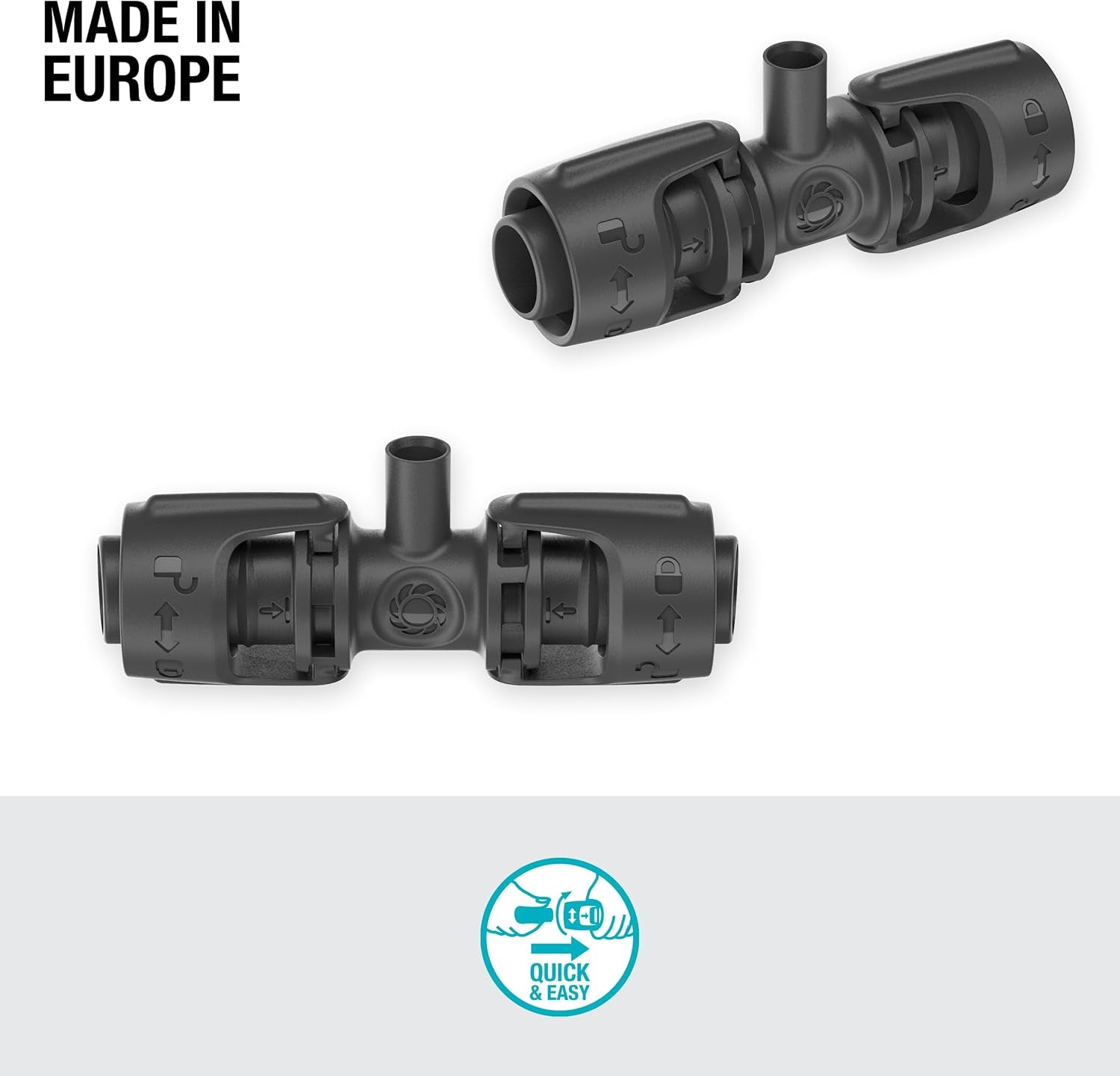 Pièce en T Gardena Micro-Drip-System pour buses de pulvérisation : Connexion entre des tuyaux de 13 mm et une buse de pulvérisation, arrosage automatique des plantes, technologie de connexion simple et rapide, réutilisable (13206-20)