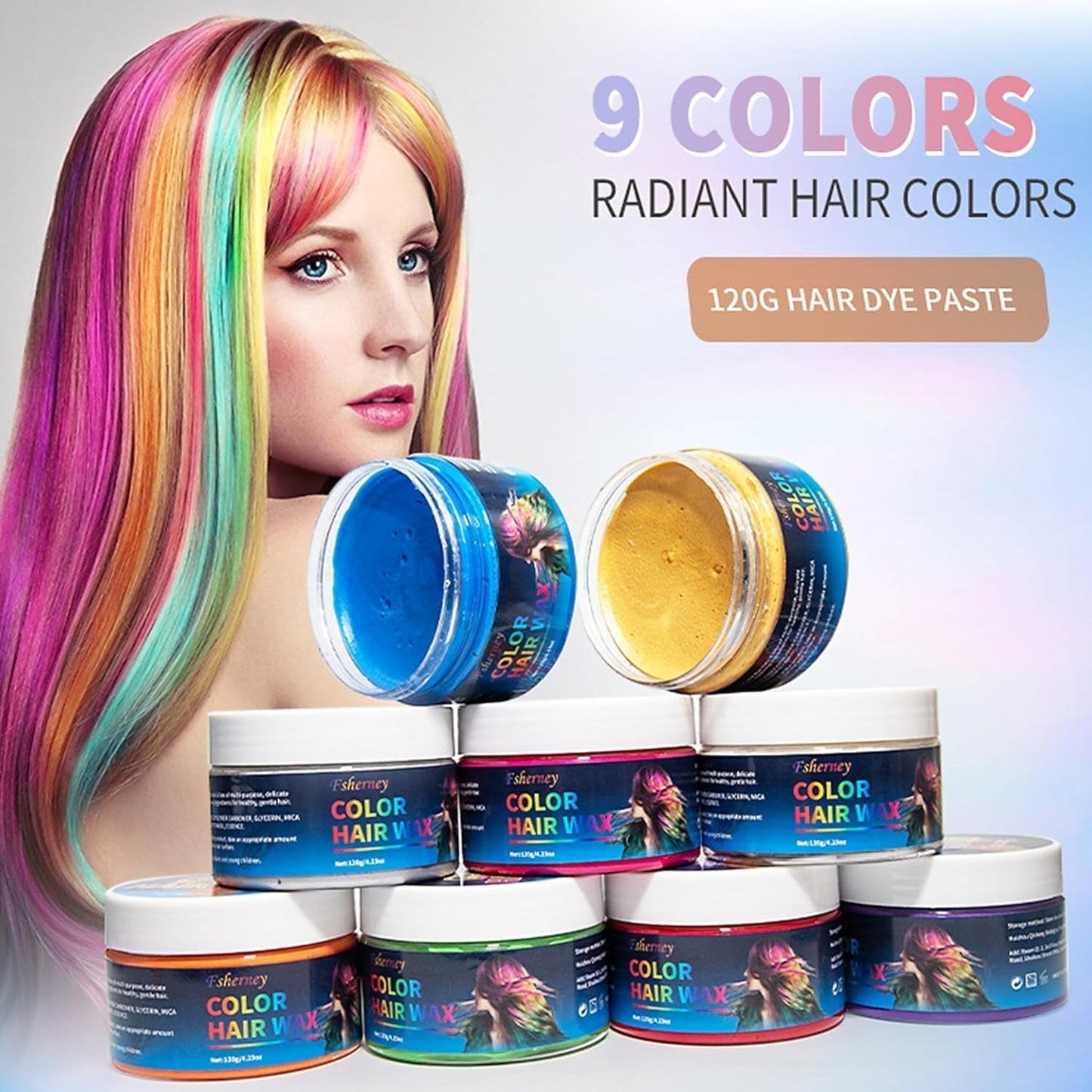 Teinture capillaire verte temporaire - Cire de coloration capillaire, tonalité de cheveux pour hommes et femmes, pommade capillaire naturelle, cire de teinture capillaire à pince de couleur pour la couleur des cheveux Crazy Party (4,23 oz, vert) Naty Shop