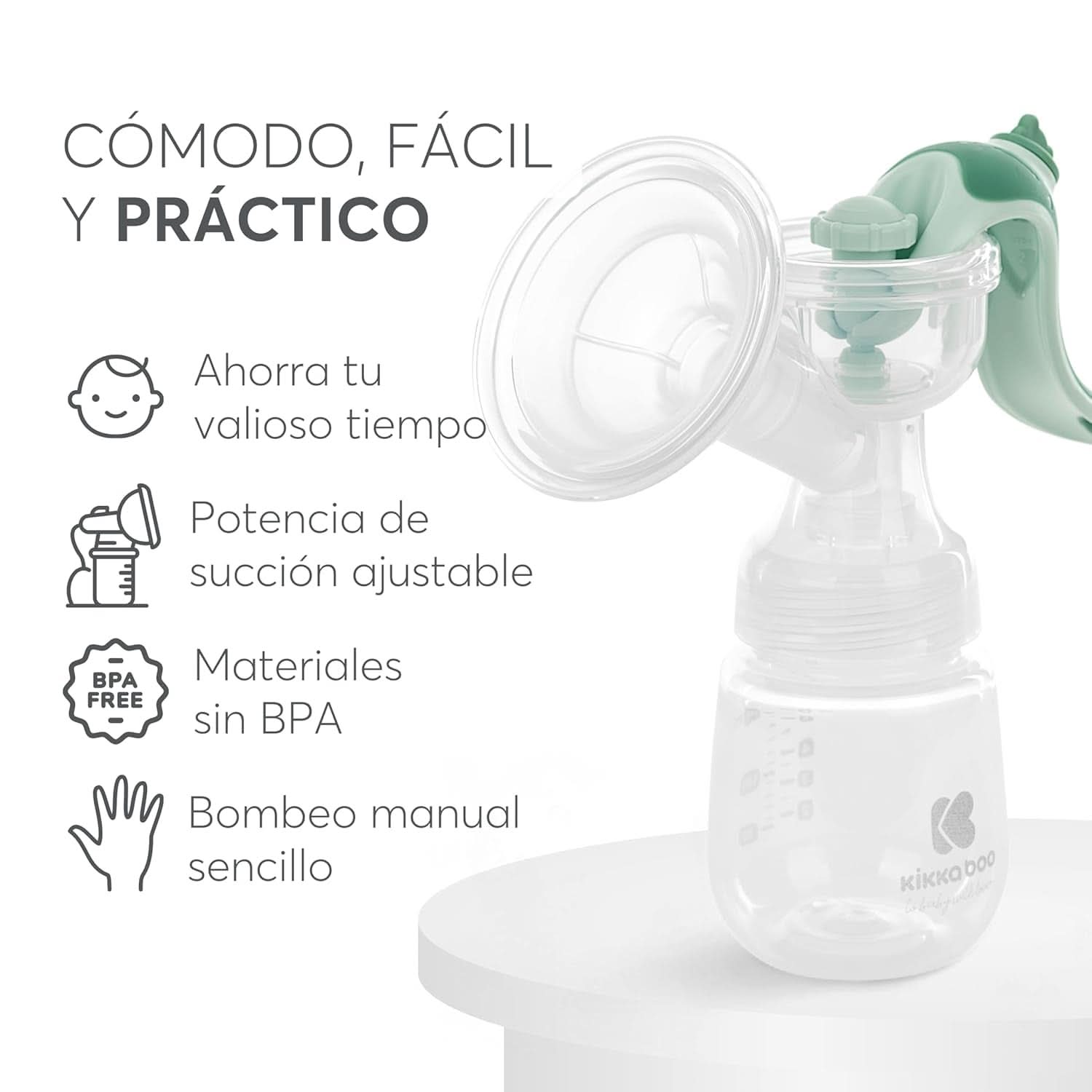 Tire-lait Kikkaboo ELSIE, manuel avec 2 modes, puissance d'aspiration réglable, gobelet en silicone souple Accessoires Alimentation et Allaitement Bebe Naty Shop
