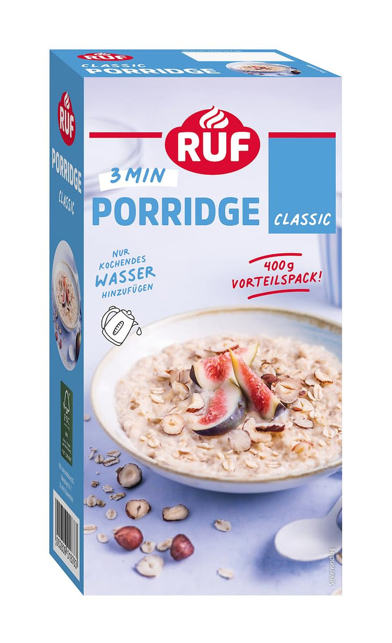 RUF Gruau aux pommes et à la cannelle avec flocons d'avoine entiers, saveur délicate de cannelle et morceaux de pommes séchées, snacks, emballage en vrac, 1 x 400 g