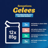 Felix Sensations Nourriture humide pour chat en gelée, mélange de poissons assortis, paquet de 6 (6 x 12 sachets de 85 g chacun)