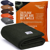 Couverture de camping Woolly Mammoth Woollen Co., extra large, laine mérinos, l'équipement extérieur parfait pour le bushcraft, le camping, le trekking, la randonnée, la survie ou la couverture de cabine. Marron, 168 X 228 Patins et Cuverturi Woolly Mammoth Woolen Company Vert măsliniu 66" X 90"