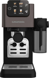 Machine à expresso porte-filtre GRUNDIG KSM 5330 avec réservoir à lait intégré, puissance 1628 W, pression de pompe 15 bar, double buse, écran tactile couleur, BrewSense, CreamyPro, acier inoxydable foncé/noir
