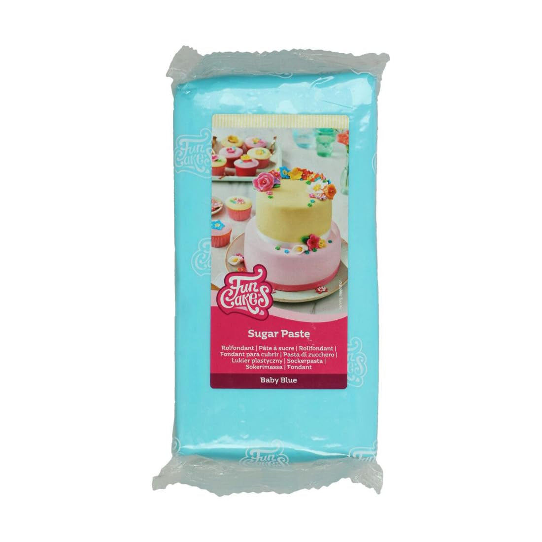 Fondant roulé FunCakes Baby Blue : facile à utiliser, lisse, flexible, doux et malléable, parfait pour la décoration de gâteaux, halal, casher et sans gluten. 1 kg de pâte à sucre Naty Shop Default Title