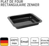 Zenker Ofenbackform (33 X 5 X 25 Cm) CUISSON SPÉCIALE, Rechteckige Auflaufform Mit Emaille-Versiegelung, Backform Mit Extra Hohem Rand (Farbe: Schwarz), Menge: 1 Stück Moules et plaques pour la pâtisserie Naty Shop