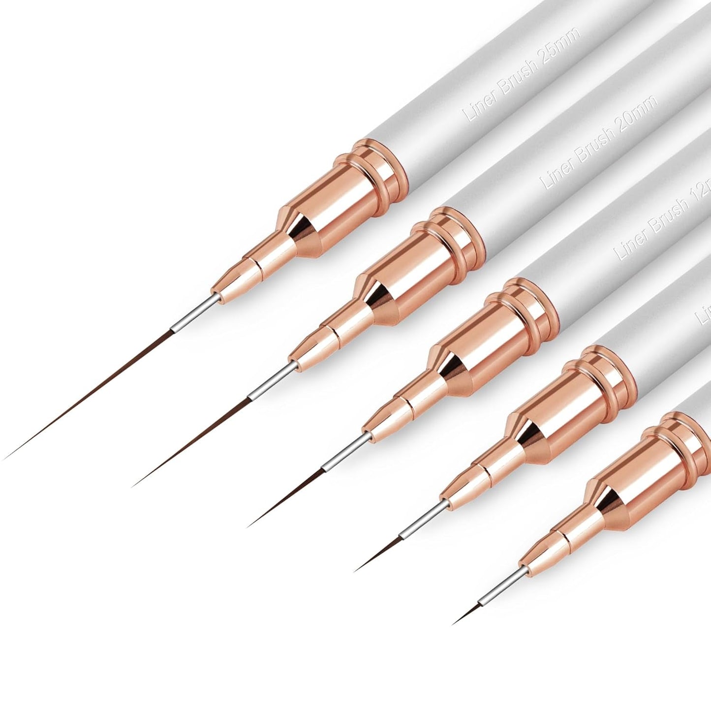 Lot de 5 pinceaux à ongles pour contour des ongles, ensemble de pinceaux de conception de peinture, outil de dessin de pointe d'ongle pour lignes longues, détails fins, dessin fin en taille 6/9/12/15/18 mm, noir