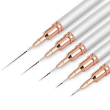 Lot de 5 pinceaux à ongles pour contour des ongles, ensemble de pinceaux de conception de peinture, outil de dessin de pointe d'ongle pour lignes longues, détails fins, dessin fin en taille 6/9/12/15/18 mm, noir