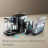 Machine à expresso entièrement automatique Siemens EQ700, grand écran TFT couleur, 36 boissons chaudes et froides, infusion froide, fonction 2 tasses, contrôle par application, système de nettoyage automatique, acier inoxydable noir, TQ717D03