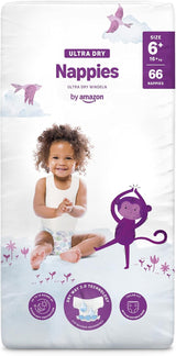 Couches Amazon Ultra Dry, taille 3 (4-9 kg) – Boîte mensuelle, blanche, 172 unités (2 paquets de 86) (anciennement Mama Bear, produit identique)