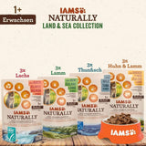 IAMS Natural Wet Cat Food in Sauce - Nourriture humide à base de viande et de poisson de haute qualité pour chat adulte, Collection Land & Sea, 12 x 85 g