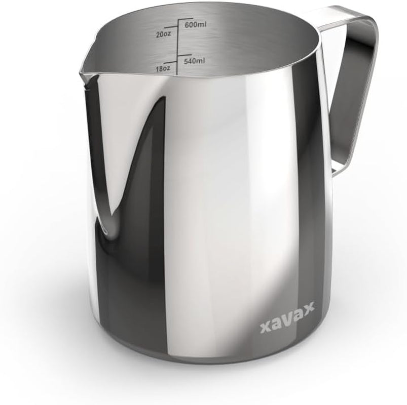 Tasse à lait Barista avec stylo latte art, acier inoxydable, 600 ml, argent