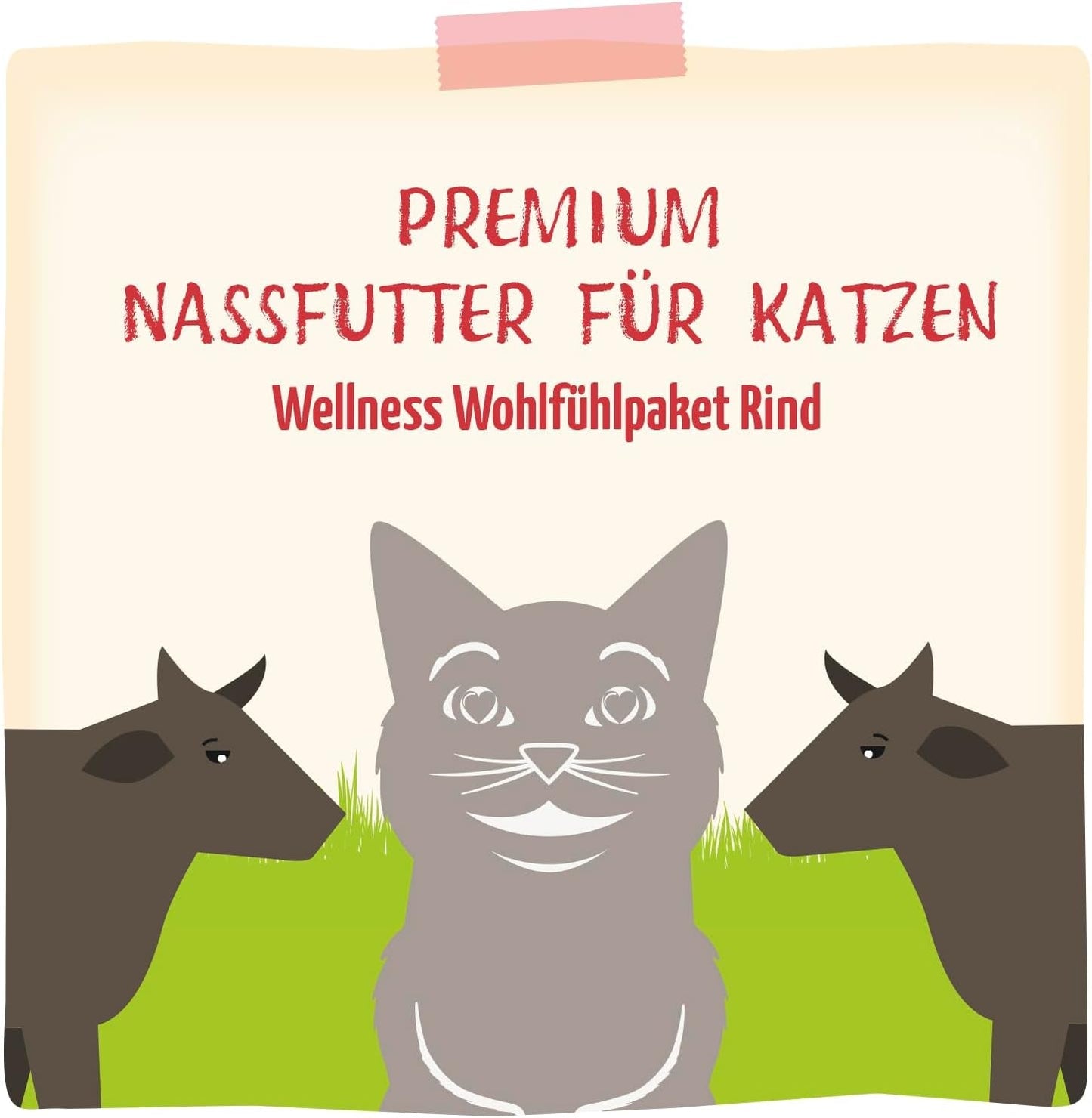 MjAMjAM - Nourriture humide de qualité supérieure pour chats - Pack bien-être au bœuf, paquet de 12 (12 x 125 g), sans céréales avec viande supplémentaire