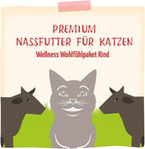 MjAMjAM - Nourriture humide de qualité supérieure pour chats - Pack bien-être au bœuf, paquet de 12 (12 x 125 g), sans céréales avec viande supplémentaire