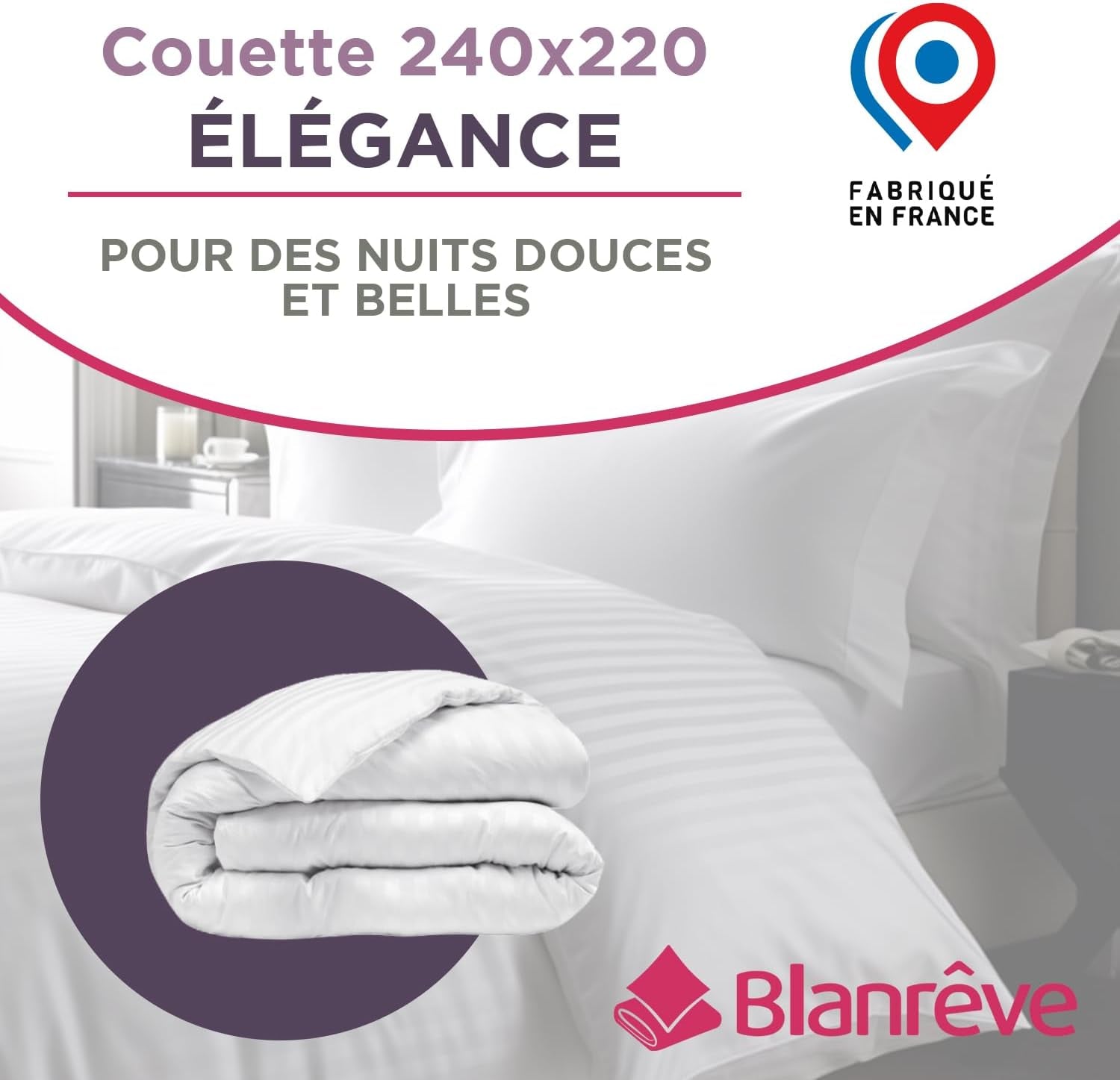 Chaud, Satin, Rayé, 400 G/M², 240 X 220 Cm, Microfibre, Blanc, 240 X 220 Cm Couettes et couettes Naty Shop