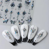 Autocollants d'ongles 3D métallisés Schwarz Schmetterling - Autocollants d'ongles Aurora rose laser - Autocollants d'art d'ongles papillon punk - Autocollants d'ongles argentés - Nageldesign Zubehör