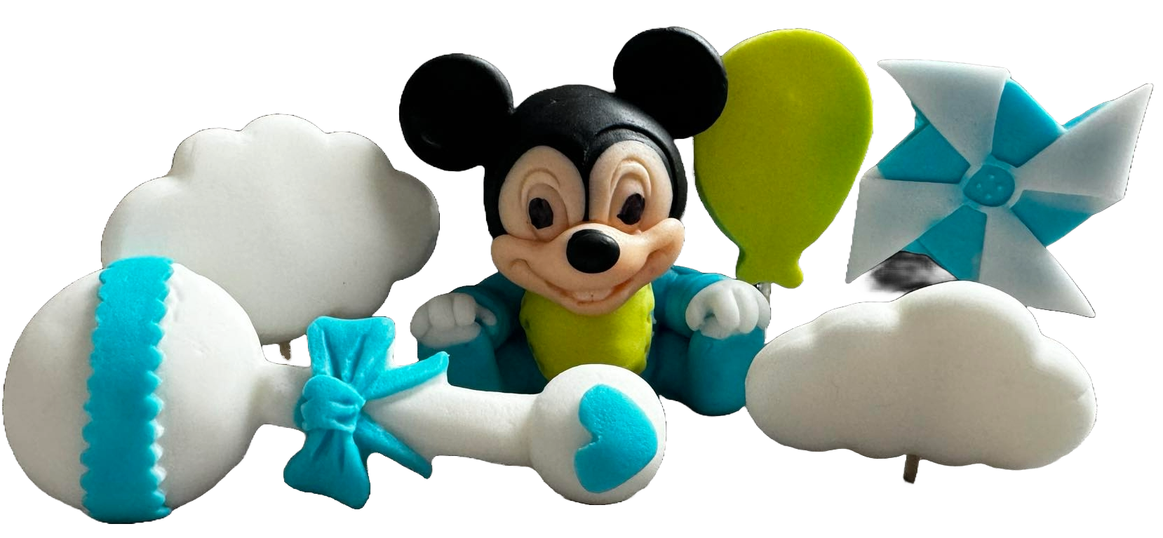 Lot de 6 décorations comestibles en sucre, décorations en pâte à sucre Mickey Mouse Naty Shop