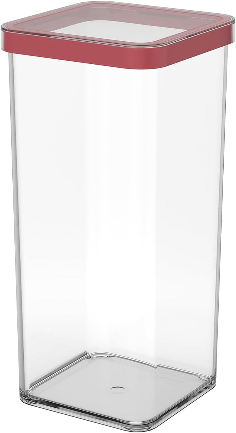 Rotho Loft Lot de 5 bocaux de conservation avec couvercles, différentes tailles, plastique alimentaire (PP) sans BPA, transparent/rouge, (21,4 x 21,4 x 23,5 cm) Naty Shop 1,5 L