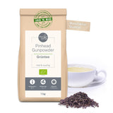 Thé vert biologique Pinhead Gunpowder en vrac 1 kg – Thé vert biologique de haute qualité de Chine – Léger goût fumé – Pour les gourmets et les connaisseurs de thé – Mycupoftea
