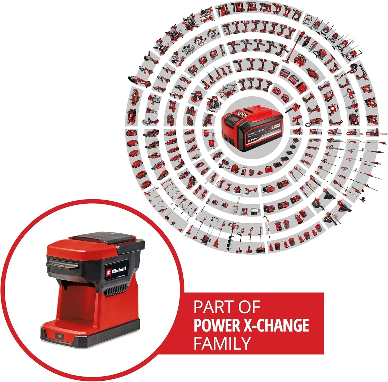Machine à expresso sans fil Einhell TE-CF 18 Li-Solo Power X-Change (18 V, réservoir d'eau 240 ml, pour café filtre et capsules de café, poignée de transport, avec tasse à café avec couvercle, sans batterie)