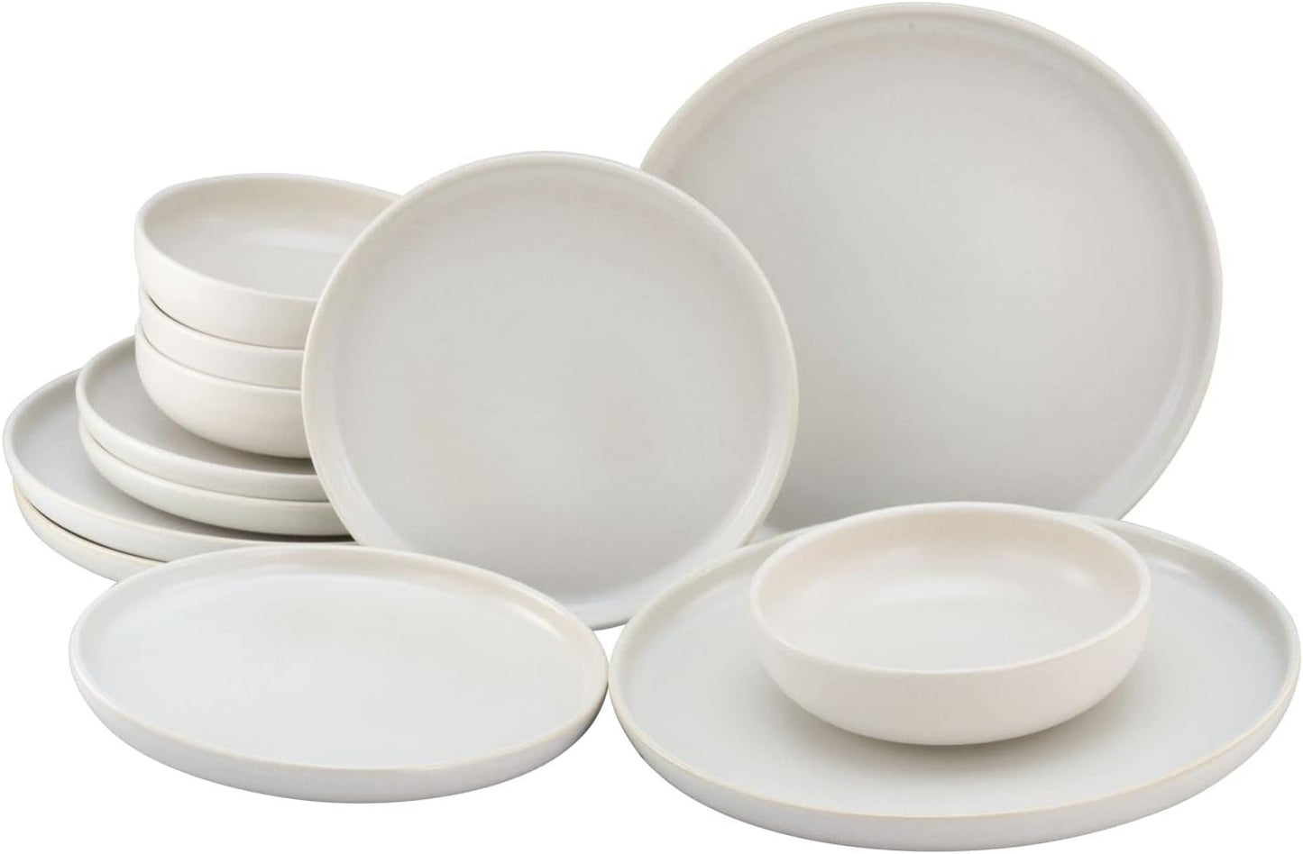 CreaTable, 33065, Service de table 12 pièces série Uno jaune-blanc, service d'assiettes en porcelaine, passe au lave-vaisselle et au micro-ondes, fabriqué au Portugal