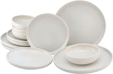 CreaTable, 33065, Service de table 12 pièces série Uno jaune-blanc, service d'assiettes en porcelaine, passe au lave-vaisselle et au micro-ondes, fabriqué au Portugal