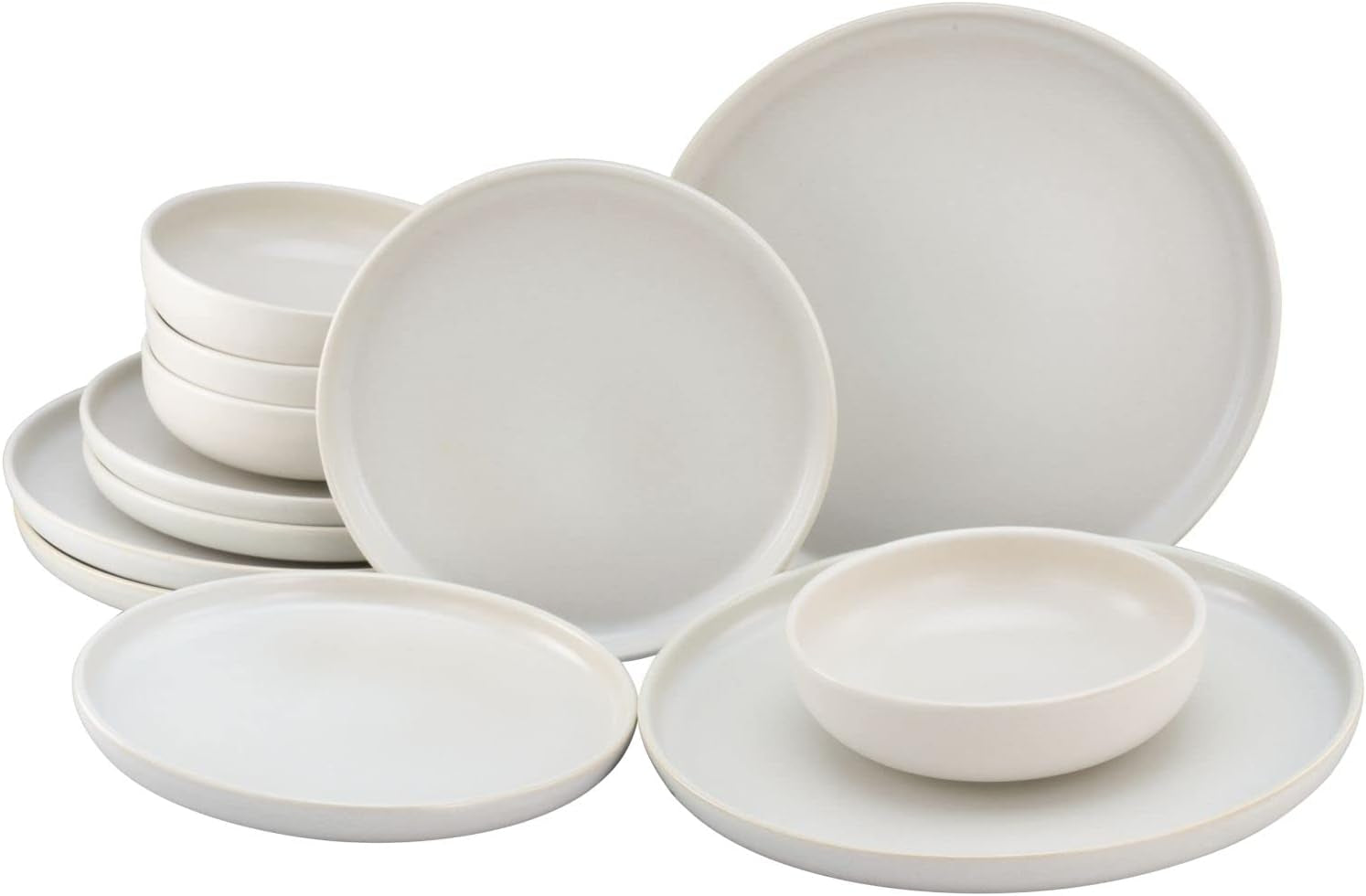 CreaTable, 33065, Service de table 12 pièces série Uno jaune-blanc, service d'assiettes en porcelaine, passe au lave-vaisselle et au micro-ondes, fabriqué au Portugal
