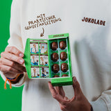 JOKOLADE PRALIN Boîte 80g | Garniture généreuse à la crème de nougat aux noisettes et chips | Chocolat équitable de Joko Winterscheidt