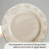 Karaca Elegance Bone Siena Service de table pour 12 personnes, service de table moderne en porcelaine, service de table avec bols à soupe, plateau de service, assiettes creuses, assiettes à dessert – Blanc et doré